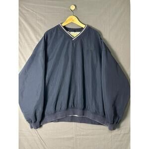 Vintage Crest Signature Collection Navy V-Neck Windbreaker - Big & Tall 4XL -